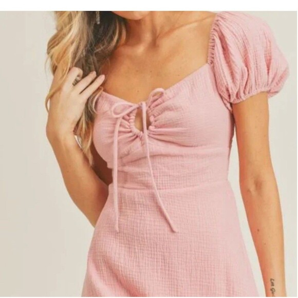 Lush Small Smock Dress Gauzy Puff Sleeve Tiered Lined Prairie Cottage NEW NWT - Picture 4 of 10